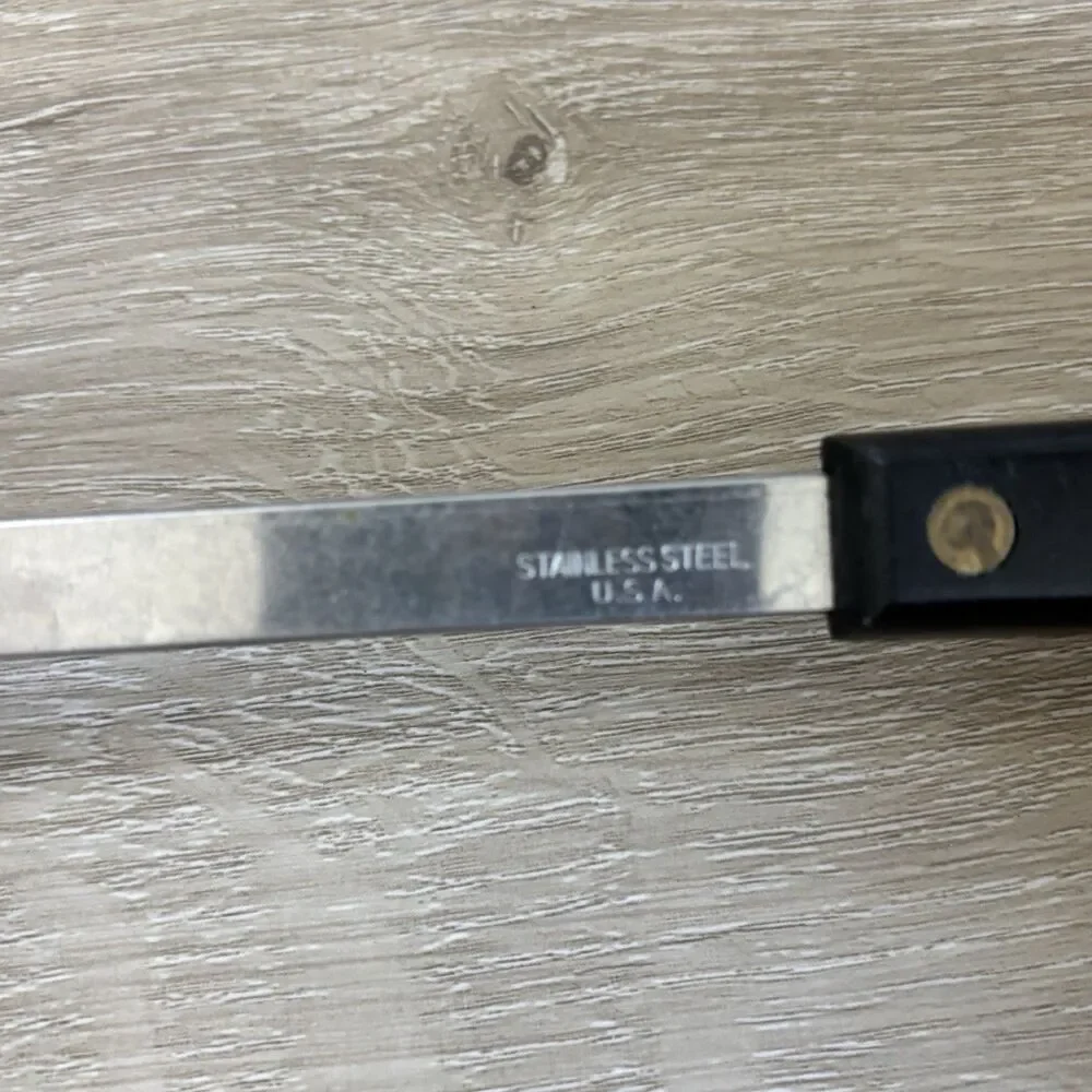 Vintage Stainless USA Black Handle Flat Metal Griddle Spatula Turner 12